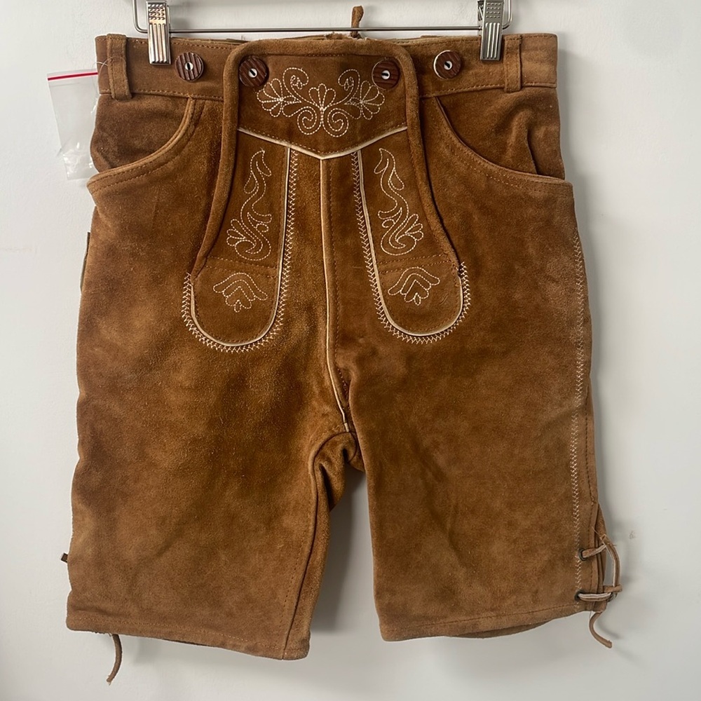 Lederhosen German Bavarian Oktoberfest Brown Leather Tracht Almwelt Euro Size 44